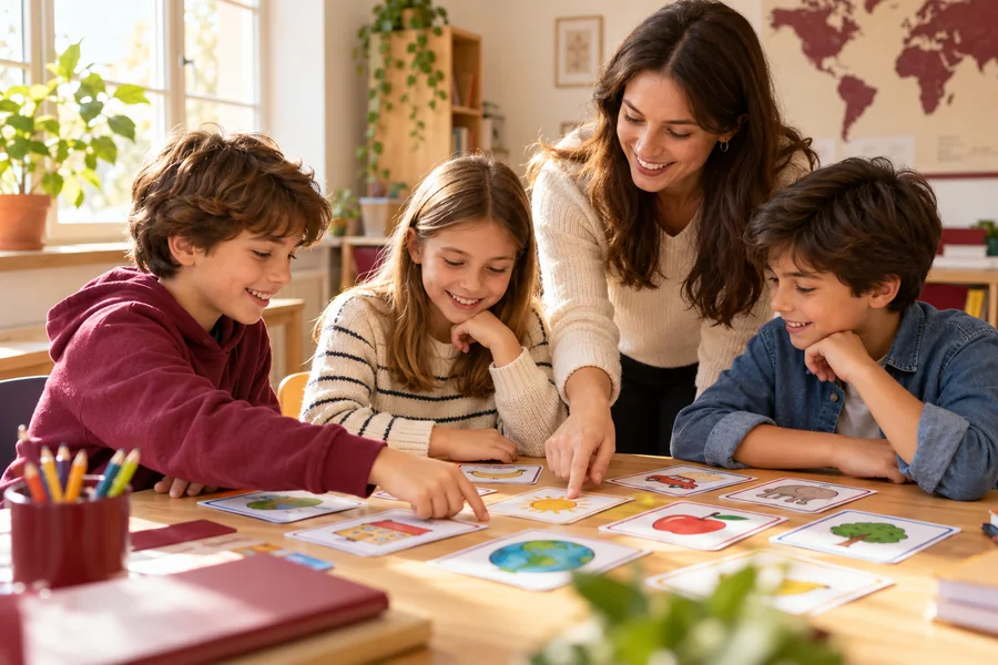 Alumnos de Primaria compartiendo una actividad de vocabulario.